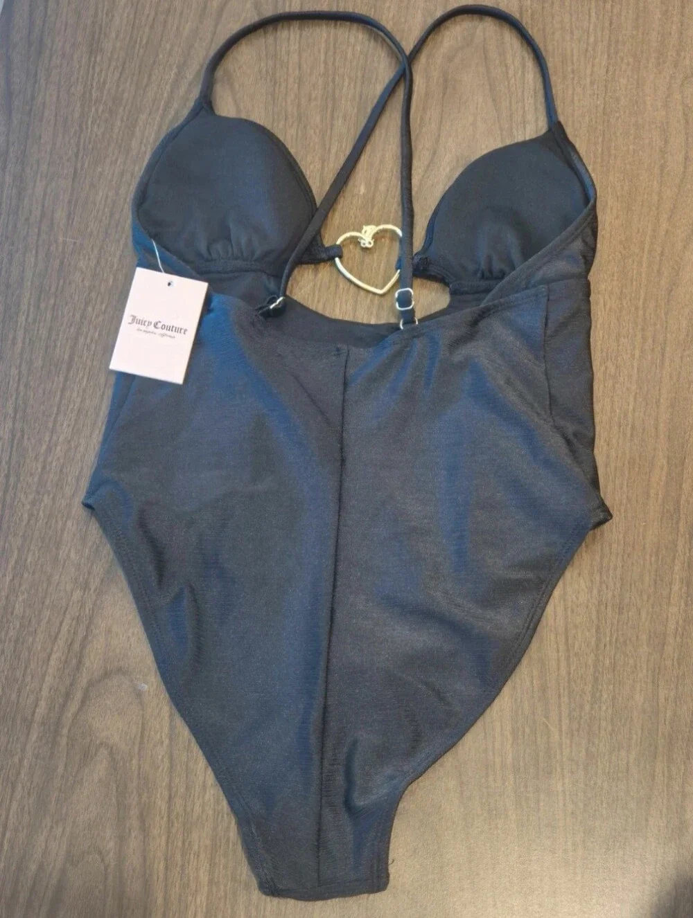 Juicy Couture Black One-Piece Swimsuit with Gold Heart Detail